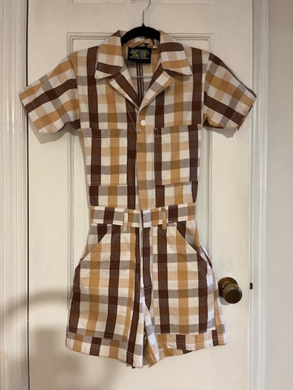Big Bud Press Los Angeles- 70s style gingham mini jumpsuit— size xxs